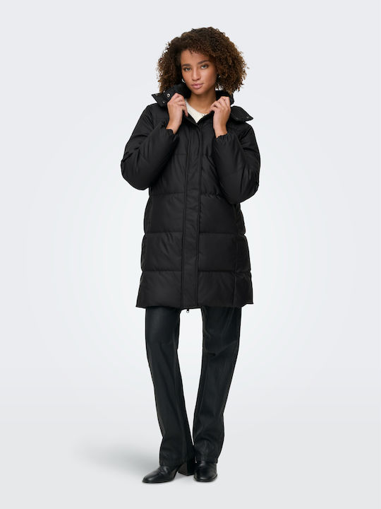 Agnes Μακρύ Γυναικείο Puffer Μπουφάν για Χειμώνα Black
