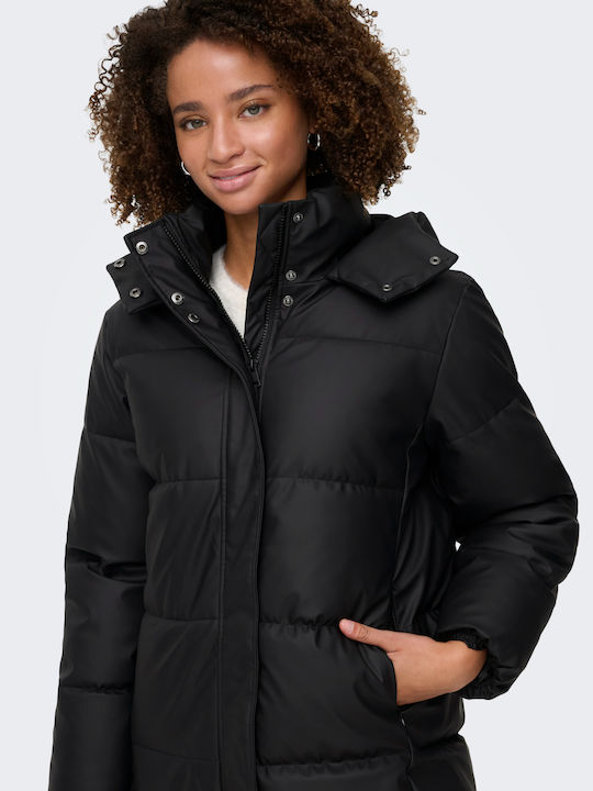 Agnes Μακρύ Γυναικείο Puffer Μπουφάν για Χειμώνα Black
