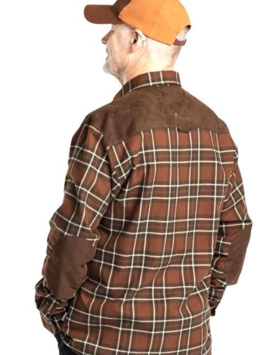 Long Sleeve Flannel Shirt in a Slim Fit Nougat/Beige