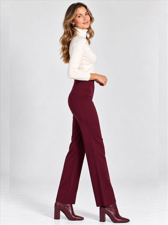 Pantaloni Dama din Țesătură Burgundy T26200-BURGUNDY