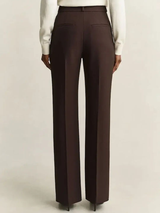 Women's Fabric Capri Trousers in a Slim Fit Brown