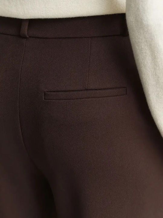 Women's Fabric Capri Trousers in a Slim Fit Brown