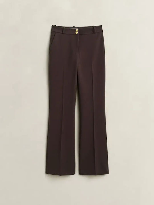 Women's Fabric Capri Trousers in a Slim Fit Brown
