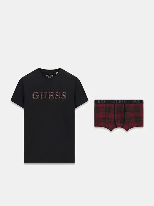 Men's T-Shirt and Checked Boxer Set Guess U6bx07k5384 Pmsw
