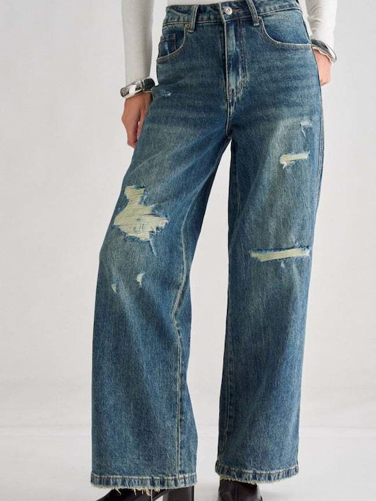 Women's Ripped Jeans in a Wide Leg Style
