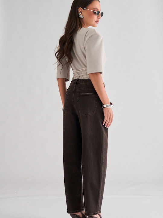 Damen Jeanshose in brauner Ballon-Passform