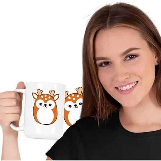 Cană Ceramică de Crăciun cu Reni 330 ml (cu Personalizare)