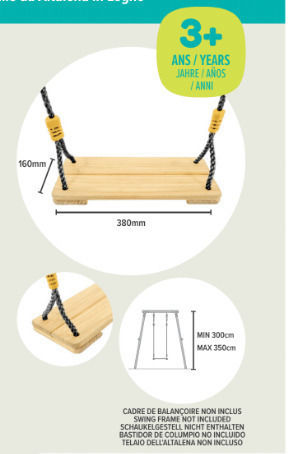 Tp Toys Hängeschaukel aus Holz für Kinder ab 3 Jahren Schwarz