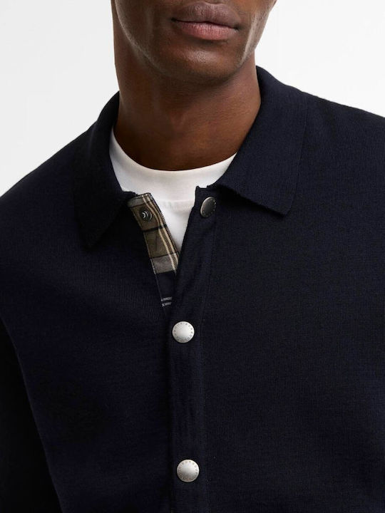 Florcombe Men's Knitted Cardigan with Buttons Navy Blue