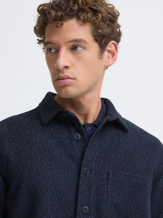 Long Sleeve Denim Overshirt Dark Blue