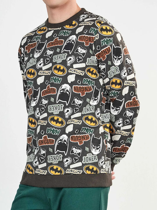 Gisela Batman All Over Χειμερινή Ανδρική Πιτζάμα Multicolor Gisela Batman All Over Χειμερινή Ανδρική Πιτζάμα Multicolor