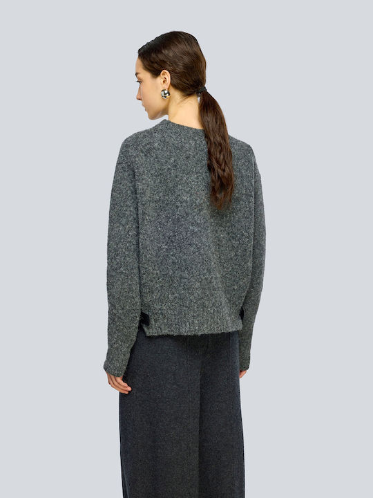 Sallie Women's Long-Sleeve Wool Sweater Dark Grey