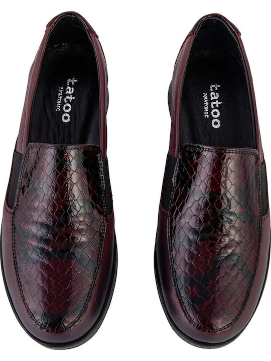 Leather Women's Moccasins in Burgundy 27249-Burgundy