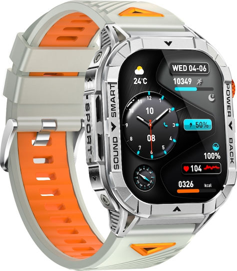 Microwear Smartwatch K70a Silver Case Gray Silicone Strap