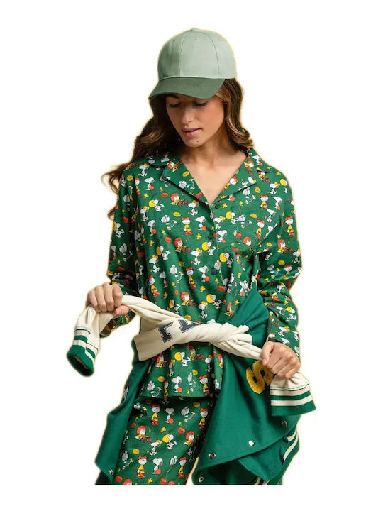 Admas Winter Women's Green Peanuts Winter Sports Pyjama Set
