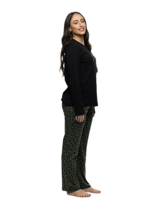 Galaxy Winter-Damenpyjama-Set Schwarz