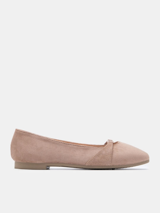 Women's Pointed-Toe Ballerina Shoes Beige-Dark