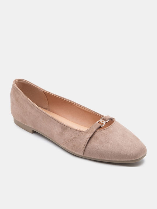 Women's Pointed-Toe Ballerina Shoes Beige-Dark