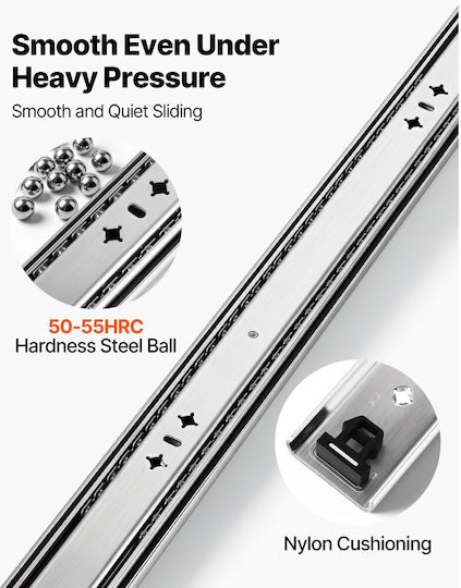Vevor Heavy-Duty Full-Extension Drawer Slides 85 cm Side-Mount 120.2 kg Ball Bearings 1 Pair Zxcthg265lbsihuvz001v0