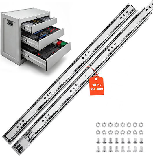 Vevor Heavy-Duty Drawer Slides 75 cm Side-Mount Full-Extension Ball-Bearing Carbon Steel 120.2 kg 1 Pair Zxcthg265lbsx68nu001v0
