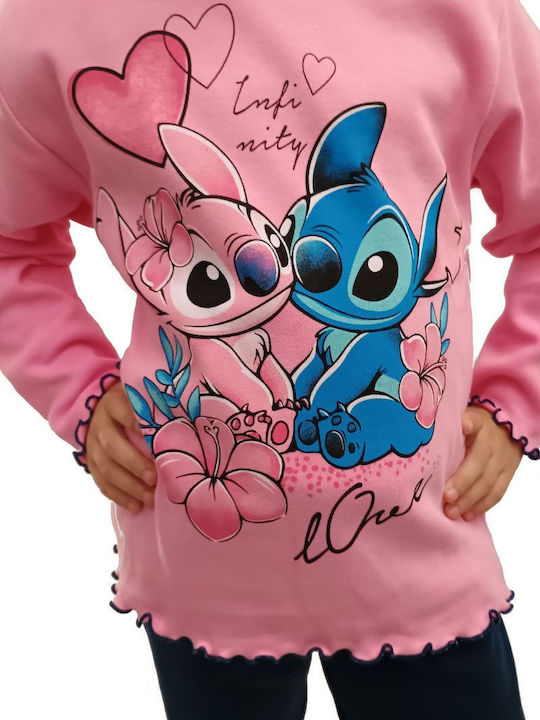Tres Chic Winter-Kinderpyjama Rosa Stitch
