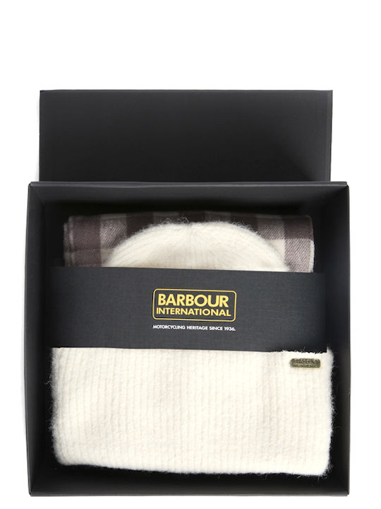 Barbour International Women Beanie & Scarf Kemora Set Ecru Purple Lgs0104-cr31