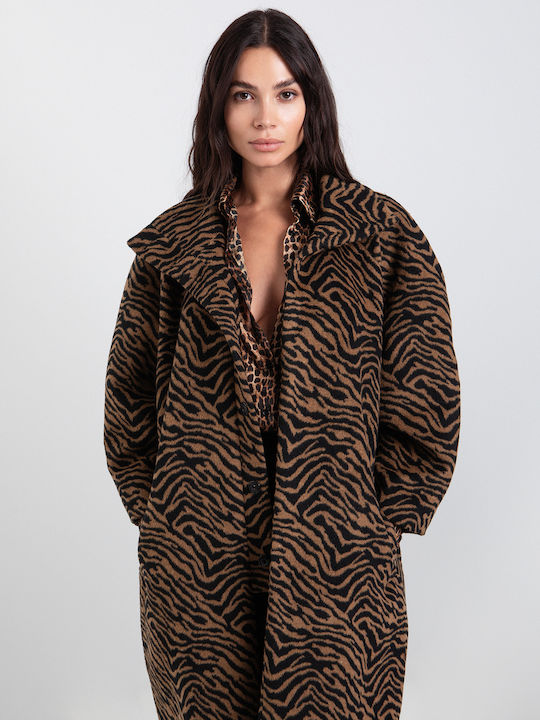Γυναικείο Παλτό Καφέ Oversized