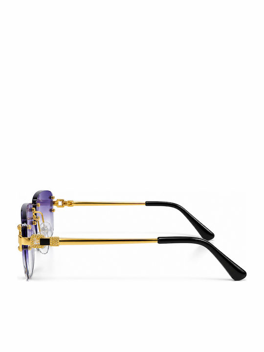 Unisex Γυαλιά Ηλίου με Μεταλλικό Σκελετό Purple / Gold Ντεγκραντέ