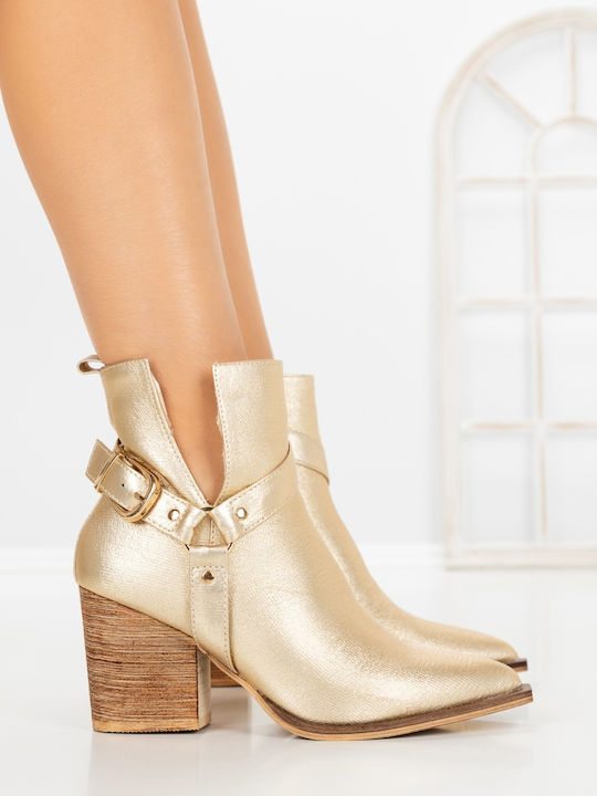 Women's Ankle Boots with High Heel Gold