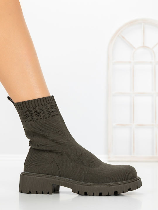 Women's Ankle Boots with Platform Green