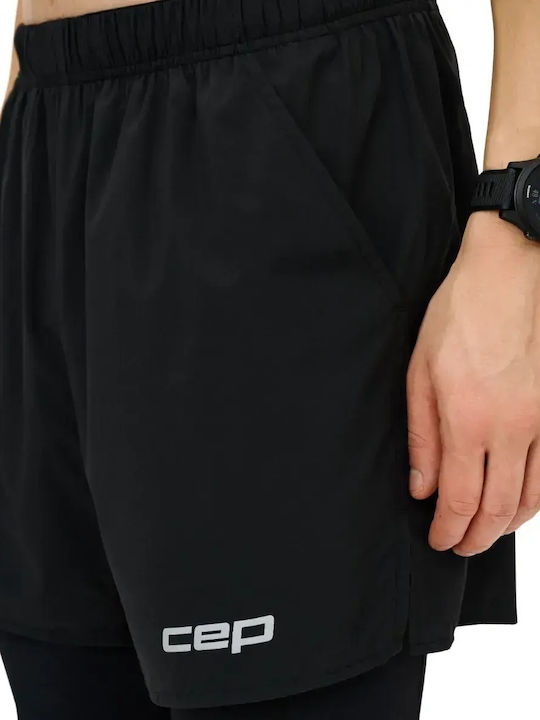 2 в 1 Спортни Мъжки Къси Панталони Black