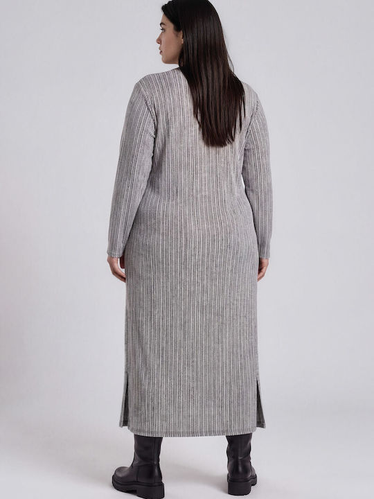 Midi Dress Knitted Grey Open Back