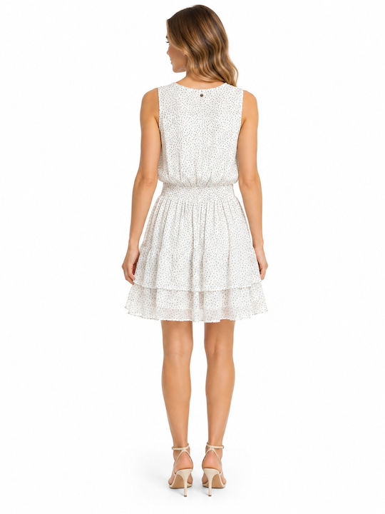 Лятна мини рокля с волани White