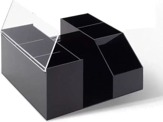 Organizator Cosmetice cu Separatoare Negru 10x22x22cm Organizator Cosmetice cu Separatoare Negru 10x22x22cm
