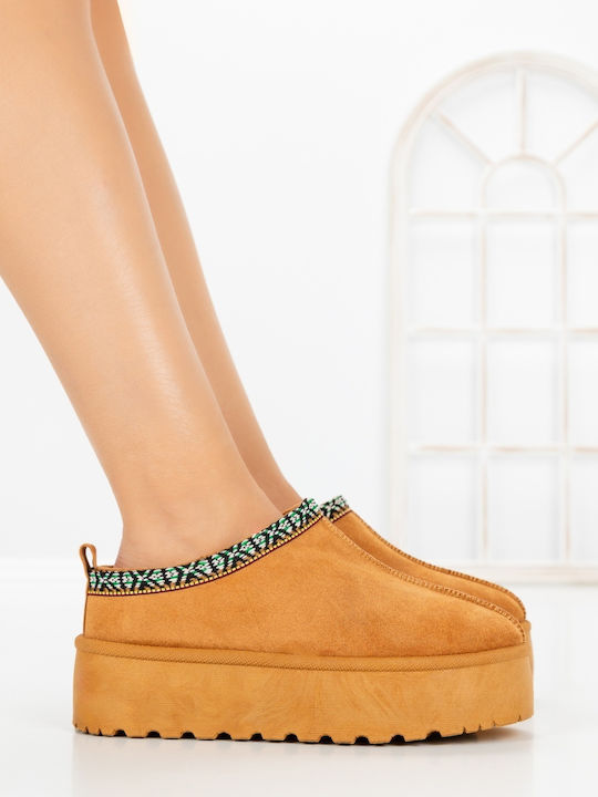 Damen Clogs Pantoffeln Braun