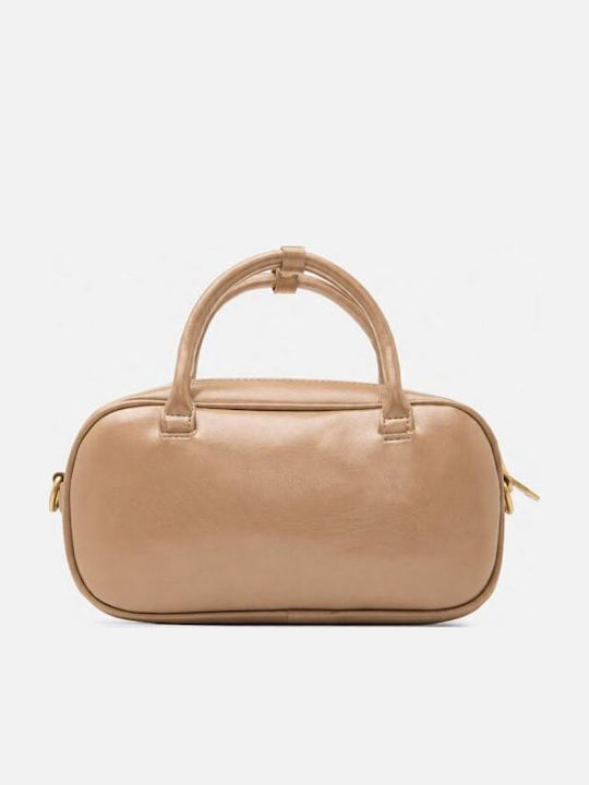 Beige-Dunkle Damenhandtasche aus Stoff
