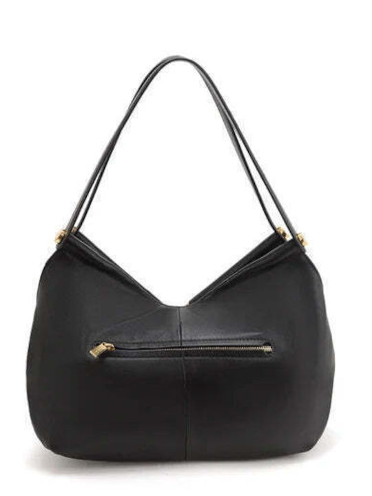 Schwarze Damen-Schultertasche aus Leder