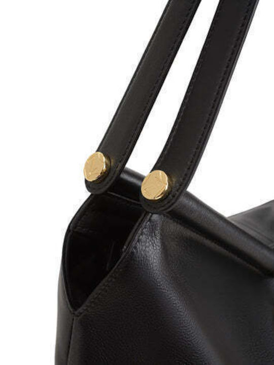 Schwarze Damen-Schultertasche aus Leder