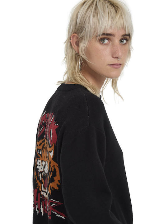 Ozzy Long Women's Knitted Cardigan Black