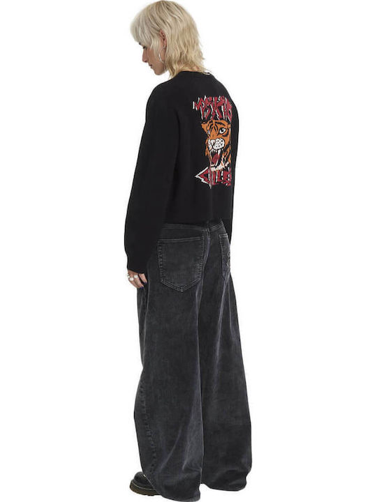 Ozzy Long Women's Knitted Cardigan Black