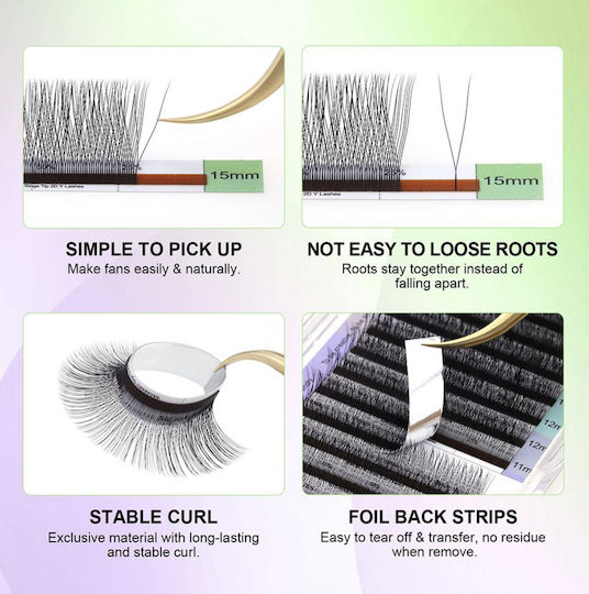 Single Tips 2d Y Eyelash Extension Nagaraku 0.07c Mix 8-15mm