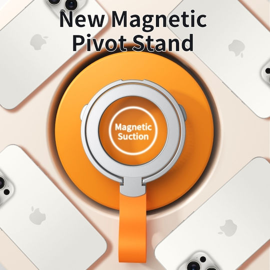 Магнитна Поставка MagSafe Въртящ се Пръстен за Телефон Черен + Оранжев