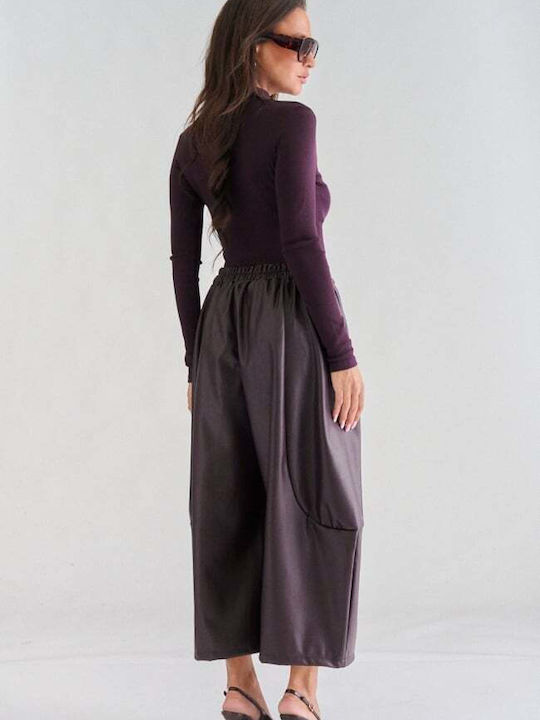 Women's Leather Bermuda Shorts Burgundy