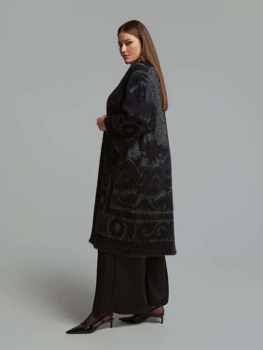 Lange Damenstrickjacke Schwarz