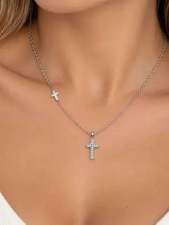 Bode Damenkreuz aus Stahl mit Kette