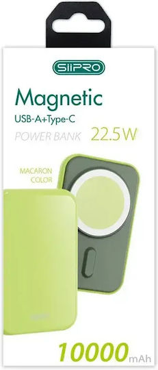 SiiPro Macaron MagSafe Външна батерия 10000 mAh 15 W с USB-C порт, Зелена