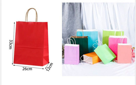 Paper Christmas Gift Bag Red 26x12x33cm