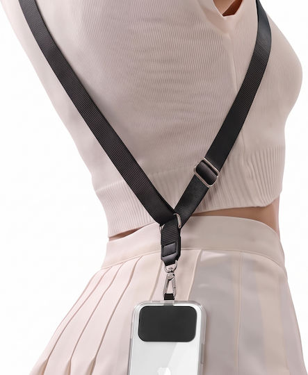 Zanaé Universelle Crossbody-Handyschlaufe mit Metallkarabiner Schwarz