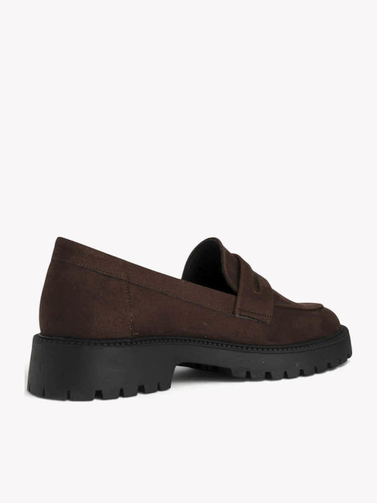 Καφέ Loafers Διπλές Αγκράφες Chunky Σόλα