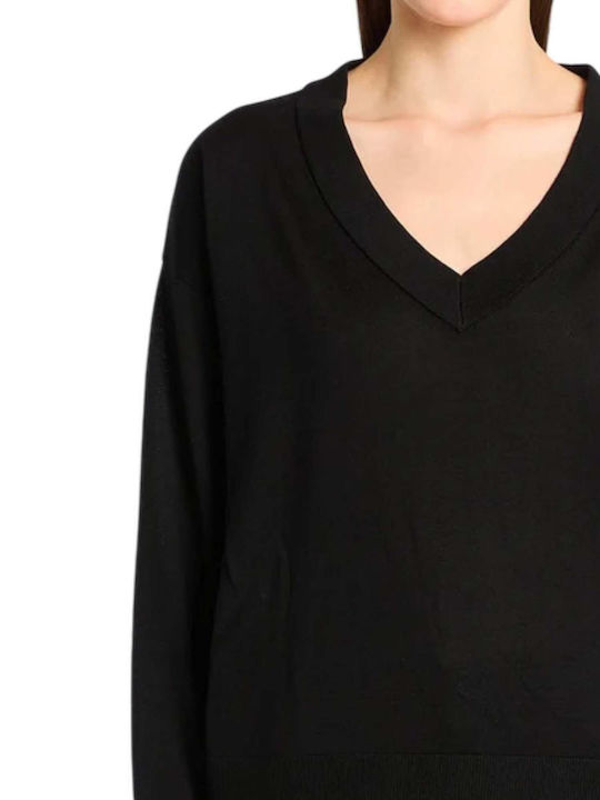 Mlsfacella Women's Black V-Neck Blouse